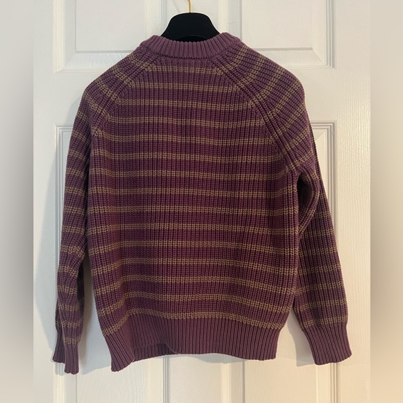 DEMYLEE NEW YORK PHOEBE STRIPE COTTON SWEATER Size XS Plum Purple & Gray EUC - Picture 2 of 6